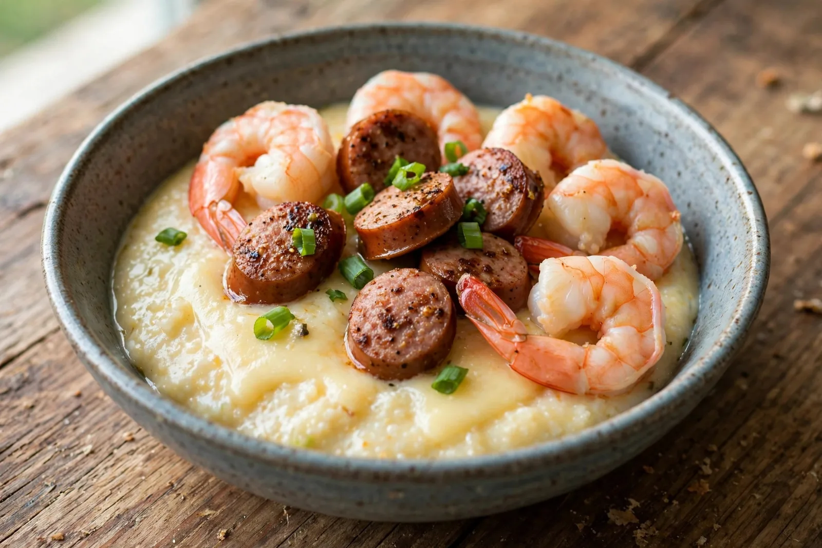 Creamy Smoked Gouda Shrimp & Grits with Andouille Sausage