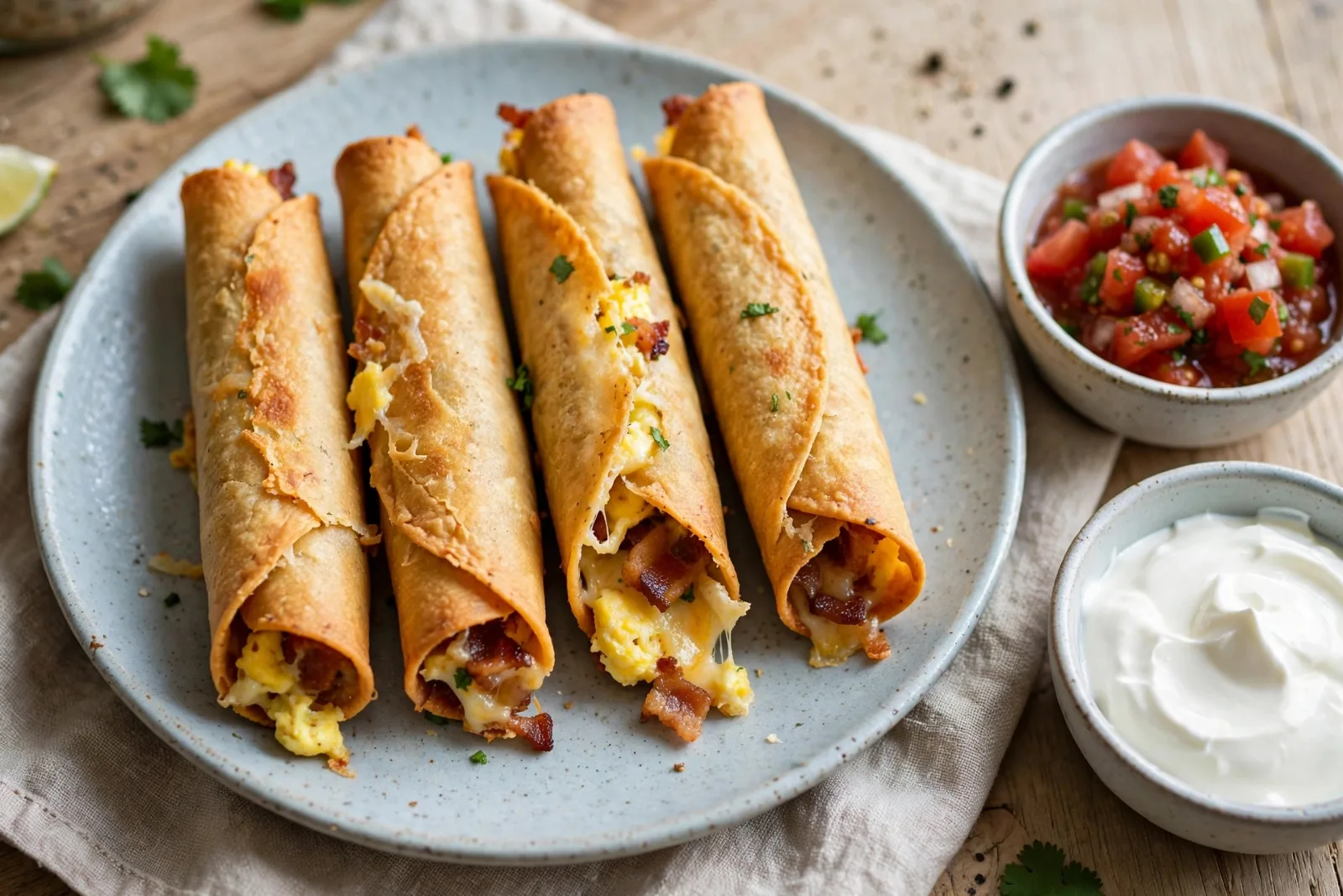 Crispy Bacon, Egg & Cheese Breakfast Taquitos
